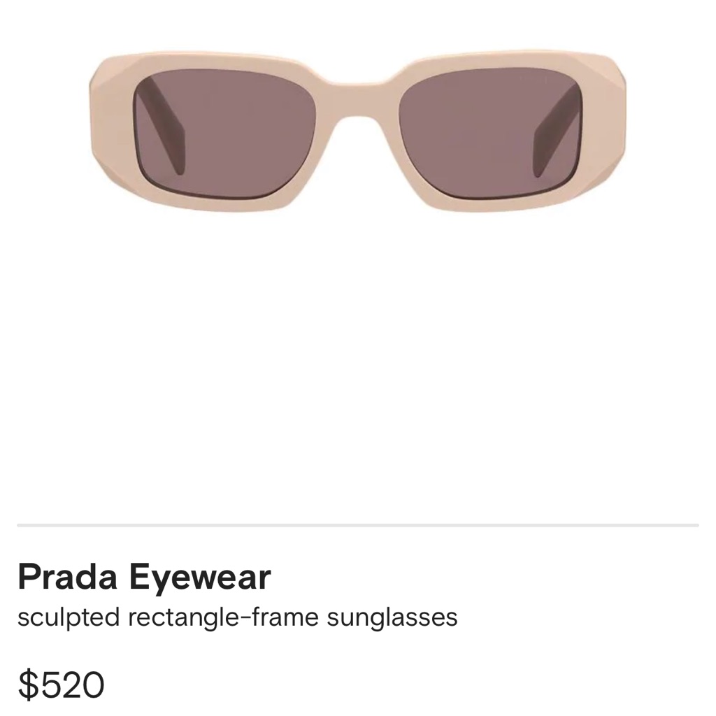Prada Rectangle Acetate Sunglasses In Beige